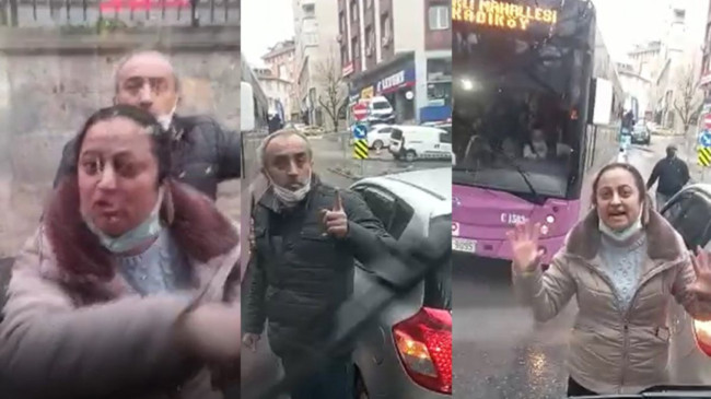 Maltepe’de otobüs şoförünün önüne kestiler